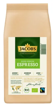 Jacobs Good Origin Espresso kawa ziarnista 8 x 1 kg, organiczna, Fairtrade